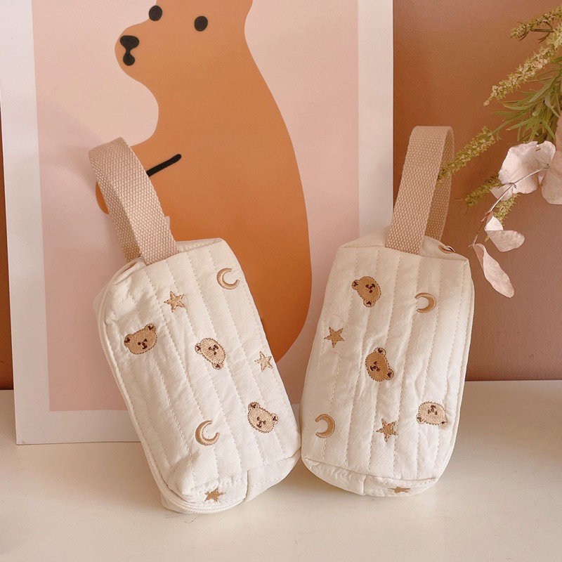 

KENSHO White Pillow Pouch Star Bear / Kotak Pensil Korea Beruang / Handy Bag Lucu / Cute
