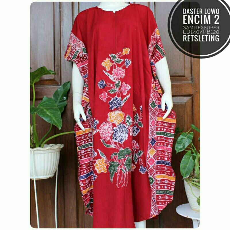 Daster Lowo Encim Bunga Batik Cap Kombinasi Batik Tulis