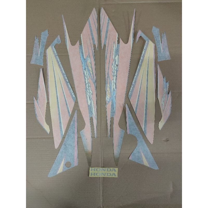 STRIPING SUPRA X 125 D 2005 HITAM CORAK ORANGE KWALITAS ORI