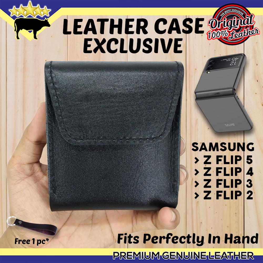 LEATHER POUCH CASE SAMSUNG Z FLIP 5 , Z FLIP 4 , Z FLIP 3 , Z FLIP 2 , Z FLIP 1 SARUNG HP