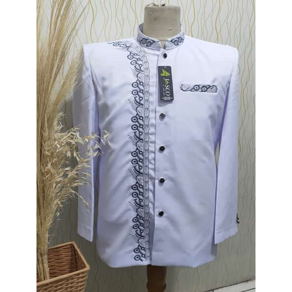 Jasko Tasik Original Wol Novus Putih Jas Koko Bordir Sorban Batik Terbaru JT22 Merek Jasco Exclusive