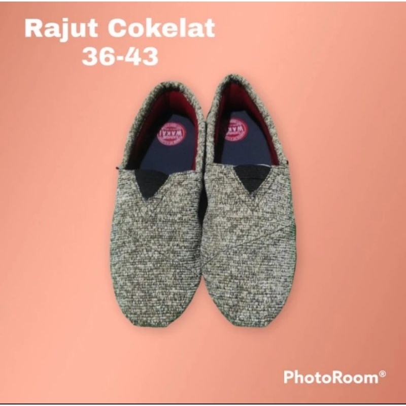 sepatu Wakai pria wanita motif coklat rajut sepatu santai sepatu slip on sezi36-43