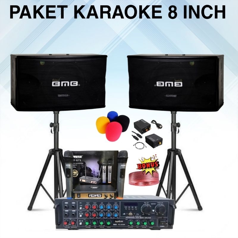 PAKET KARAOKE BMB 8 INCH SOUND SYSTEM CAFE DAN RESTORAN PAKET AUDIO 2 SPEAKER BMB 8 INCH CS 350 V OR