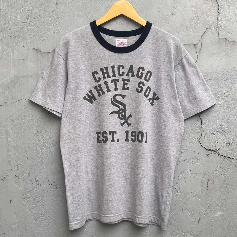 kaos uniqlo x mlb chicago white sox model vintage ringer tee