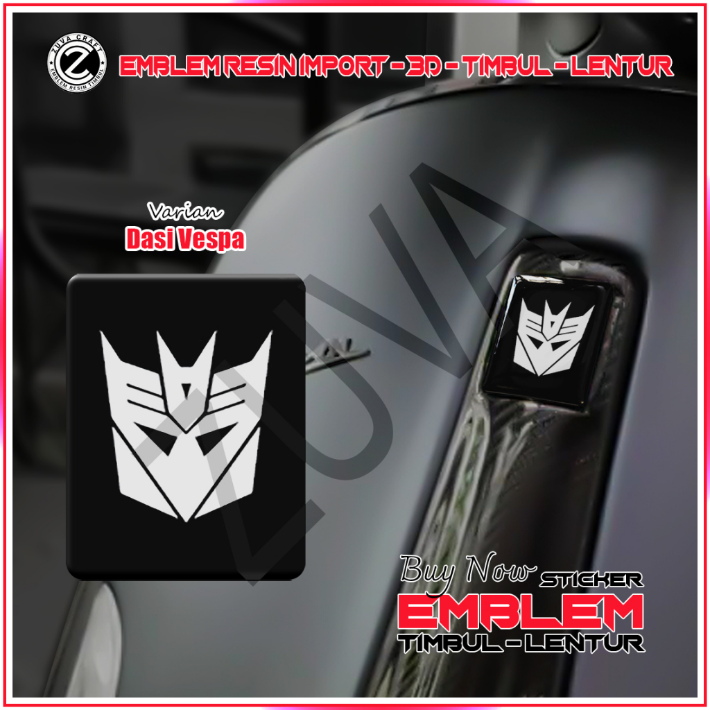 STIKER EMBLEM VESPA LOGO Decepticon EMBLEM TIMBUL STIKER VESPA DASI VESPA VESPA RESIN LENTUR Vespa