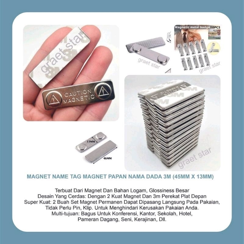 

MAGNET NAME TAG MAGNET PAPAN NAMA DADA 3M (45MM X 13MM)