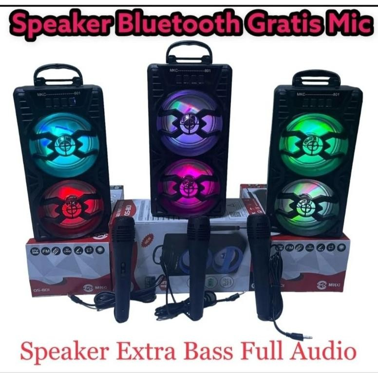 SPEAKER BLUETOOTH BONUS MIC KARAOKE/SALON AKTIF PORTABLE SUPER BASS WIRELESS SPEKER USB LED