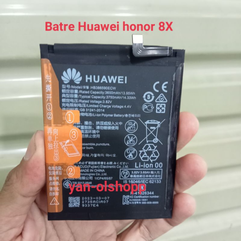 Baterai/ Batre honor 8X HB386590ECW / HB386589ECW ORI Battery honor 8x