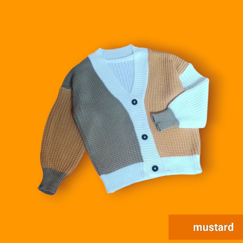Sweater Rajut Anak 1-2 Thn Cardigan Crop Warna Kombinasi