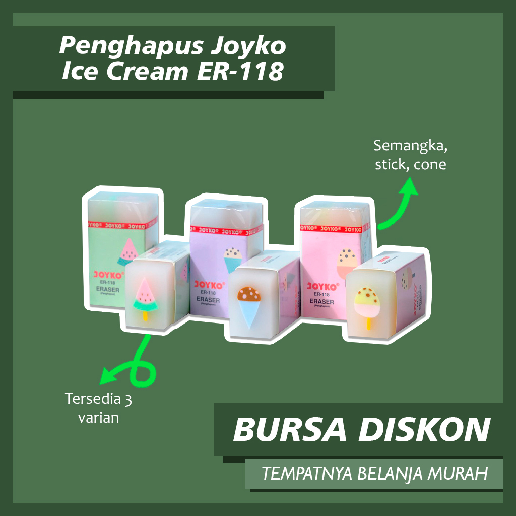 

Penghapus Joyko Ice Cream ER-118 Es Krim Cone Semangka Eraser Setip Hapusan Pensil