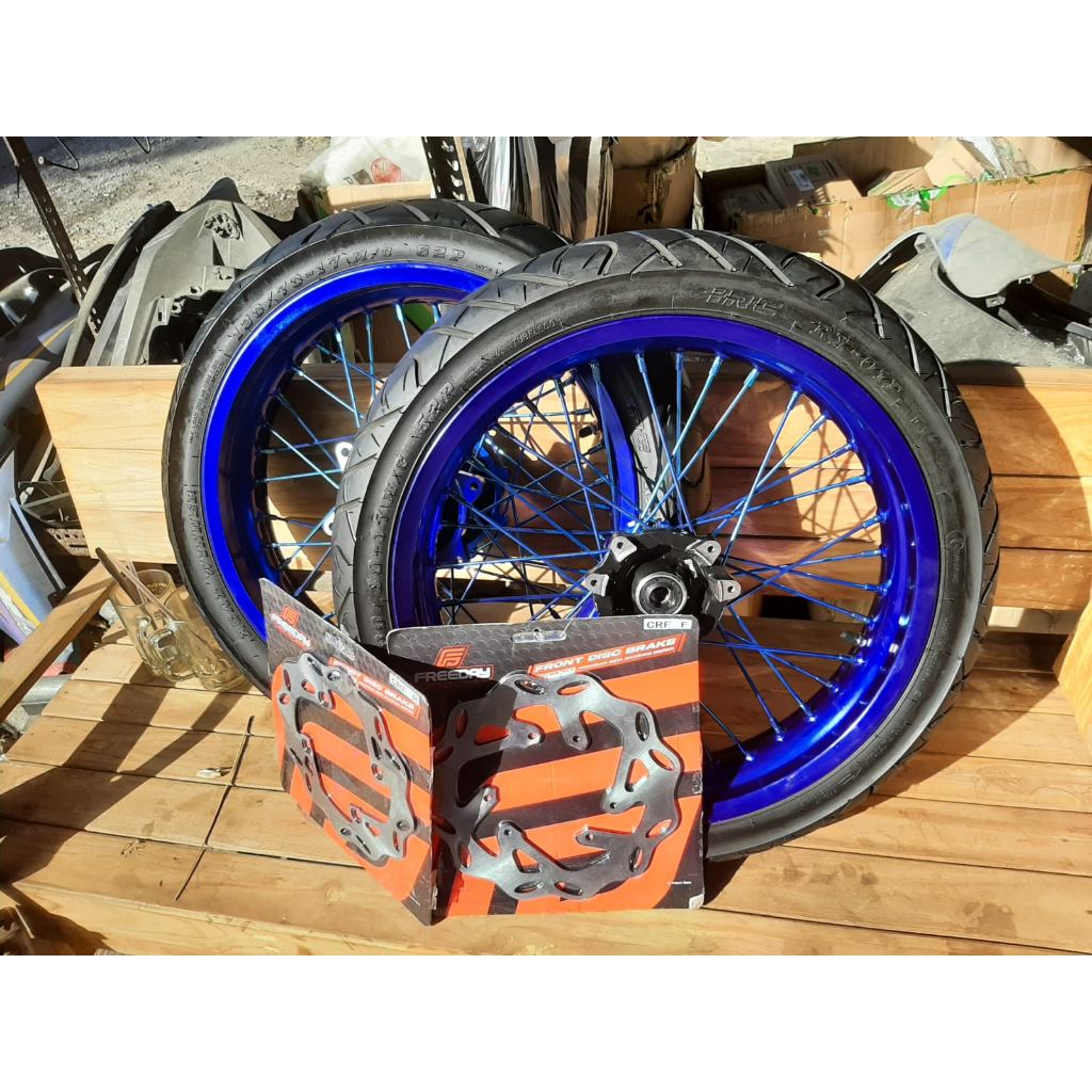Roda CRF Supermoto ring 17 Wheelset Sumo CRF 150 L Murah Ukur 300 350 Warna Biru