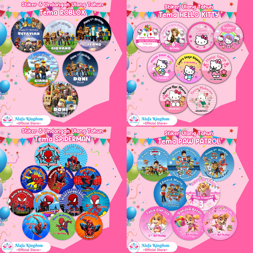 

Alafakingdom 1 Set Stiker Ulang Tahun Bulat Khusus Pilih ukuran 5-15 cm