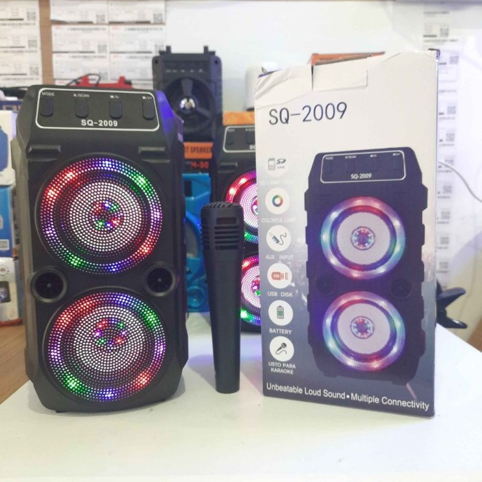Speaker Bluetooth Karaoke SQ2009 Speaker Aktif Free Mic dual speaker Salon Aktif Portable