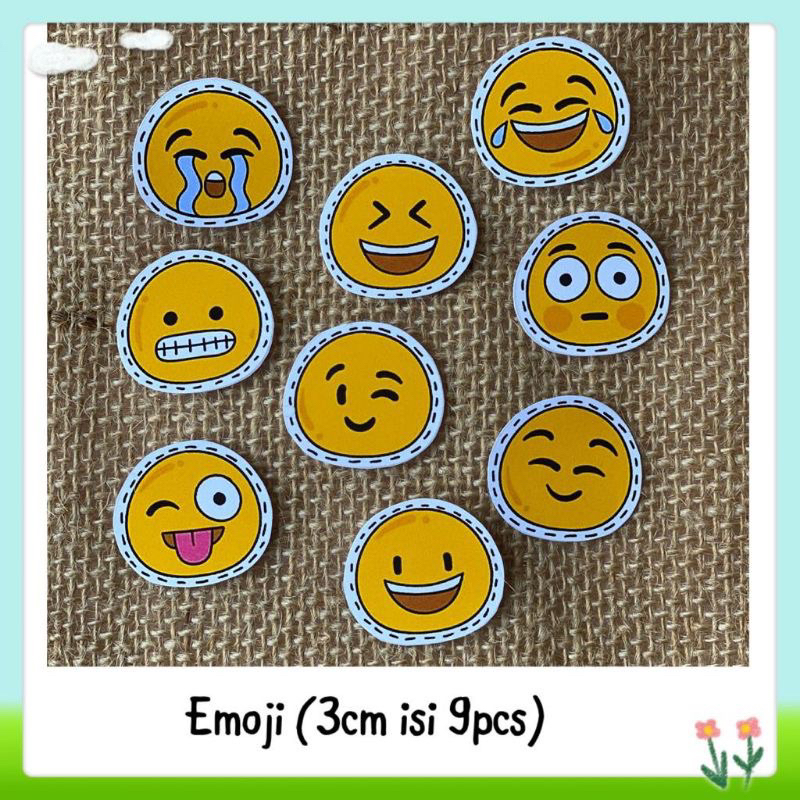 

9pcs sticker tempelan glossy emoji bulat