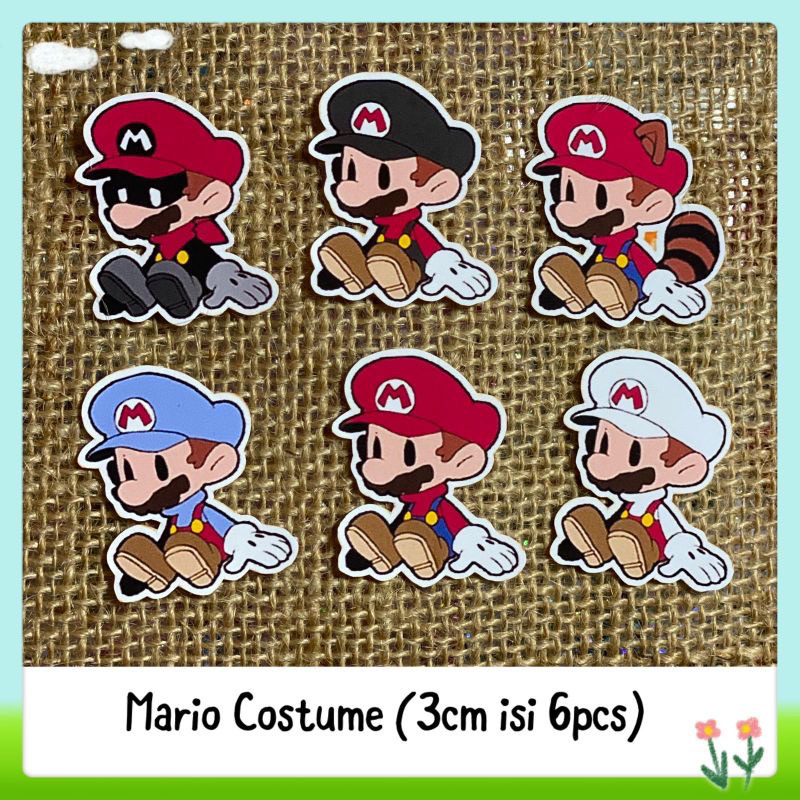 

6pcs sticker tempelan super mario bros costume