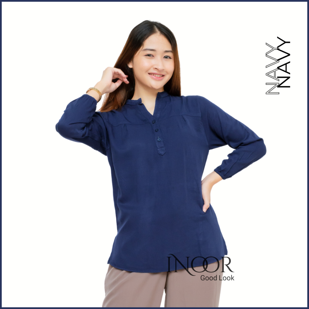 Alena Blouse Jumbo Wanita Cotton Twill Rayon Uniqlo// ATASAN WANITA // BLUS KERJA // ALENA DARK OLIV