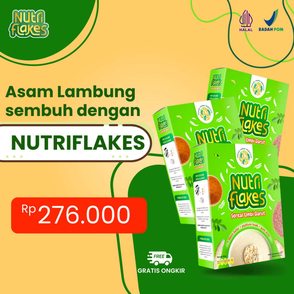 

NUTRIFLAKES Cereal Umbi Garut - Sereal Asam Lambung Herbal Ampuh atasi Maag Kronis dan Asam Lambung