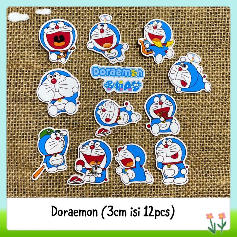 

12pcs sticker tempelan glossy kartun doraemon