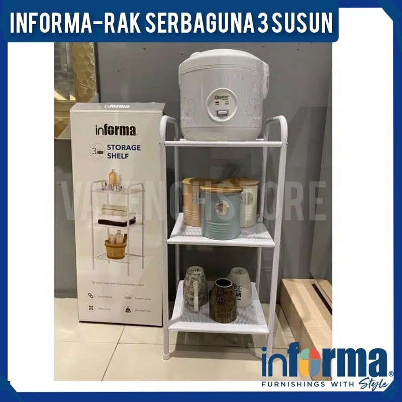 Informa Rak Serbaguna, Rak 3 Susun, Rak Dapur, Rak buku, Rak hias/Rak Buku/Rak Magic Com