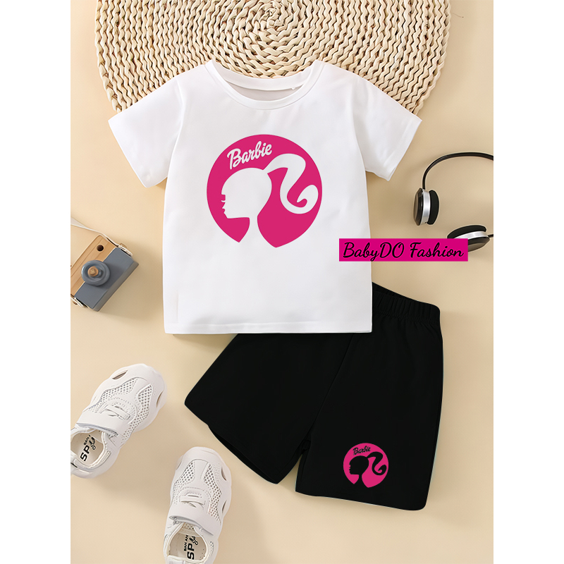 BabyDo Setelan Baju Anak Anak BARBIE GLOW / Set Baju Anak Perempuan Fashion 1-10 Tahun