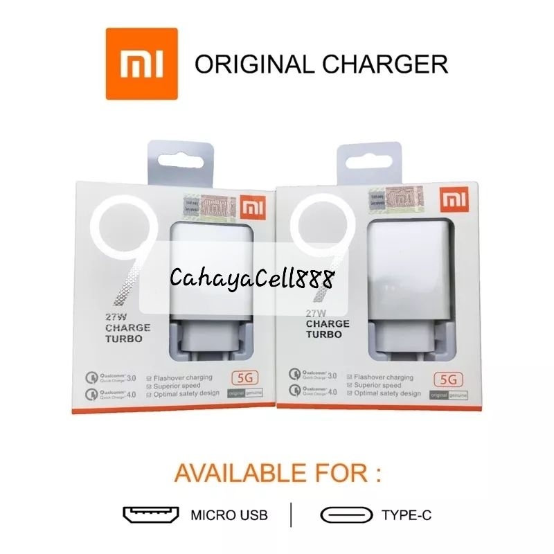 TC Charger Redmi / Xiaomi Mi 9 Micro USB & Type C Fast Charging