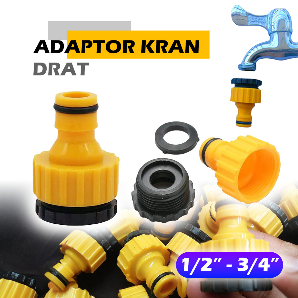 Isi 2 Konektor Kran Kuning 1/2'' 3/4 Inch - Tap Adapter Konektor Drat Dalam 1/2 3/4 Inch - Adapter M