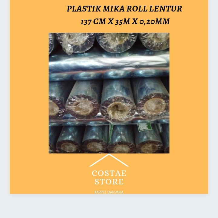 

Plastik mika bening lentur roll panjang 35m Lebar 1,37m Tebal 0.20mm