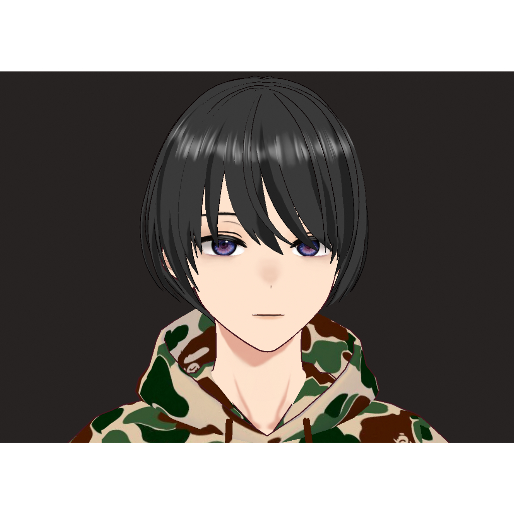 Avatar Vtuber 3D Model Camo Hoodie Bape, Sudah Rigging Tinggal Pake Buat Streaming