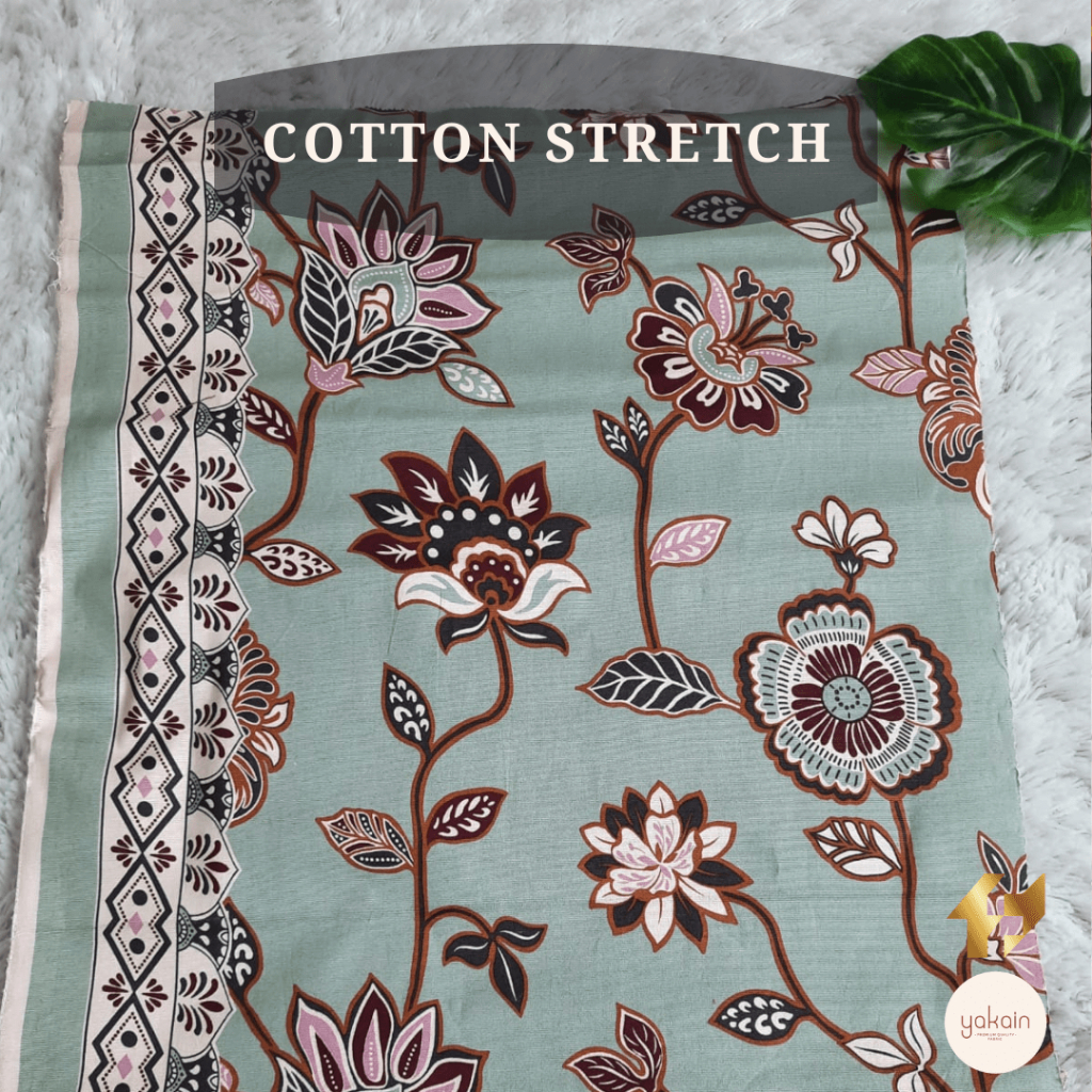 Kain Batik Katun / Cotton Stretch FAMAS - Batik Hijau Pastel