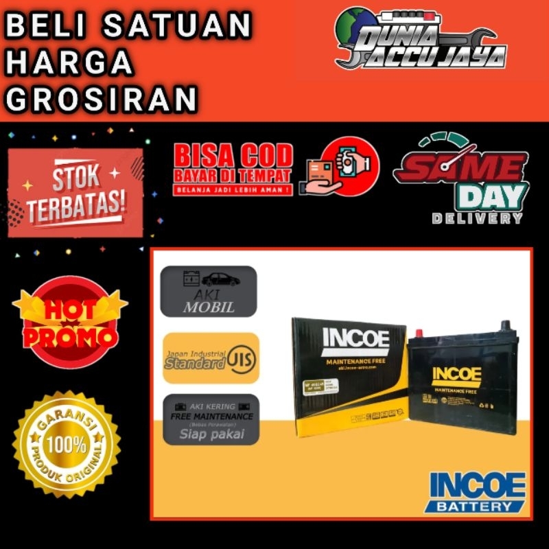 AKI mobil kering INCOE mf ORI Astra NS60 46b24R 45ah  Avanza , Veloz , Hilux , Rush , Starlet , Fero