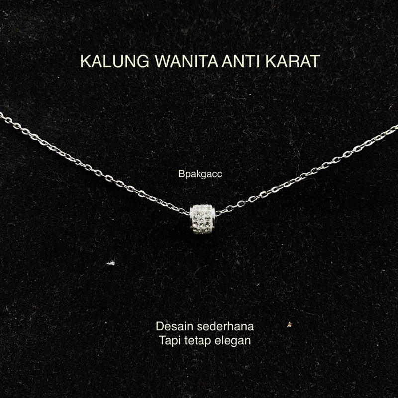 Kalung Titanium wanita Anti karat Anti luntur - kalung rantai nori liontin boldis tabung - kalung  c