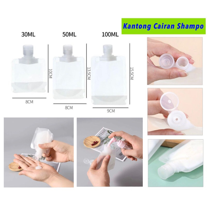 Tas Botol Plastik Refill Travel Tempat Cairan Sabun Mandi , Shampo , Body Lotion Isi Ulang