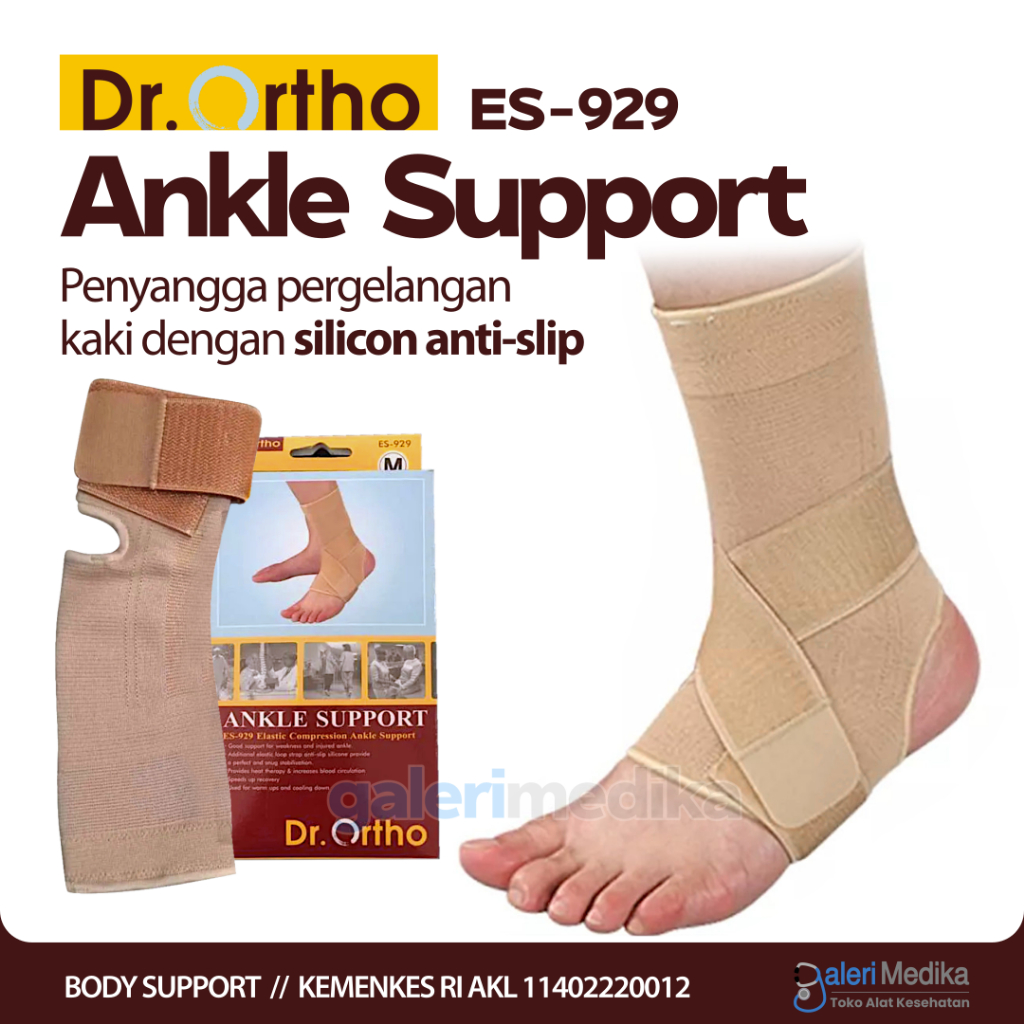 Dr. Ortho ES-929 Elastic Ankle Support dengan silicone Penyangga Pergelangan Kaki