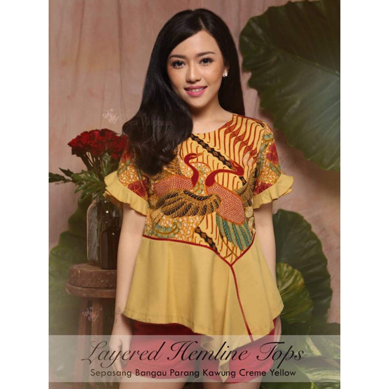 Batik Kultur Dea - Layered Hemline Tops Bangau ParangKawung