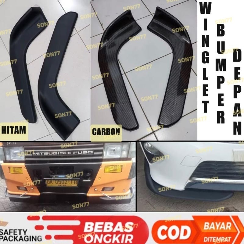 Winglet Lips Bumper Depan Hitam Carbon Mobil Universal Avanza Xenia Innova Agya Ertiga Xl7 Brv Mobil