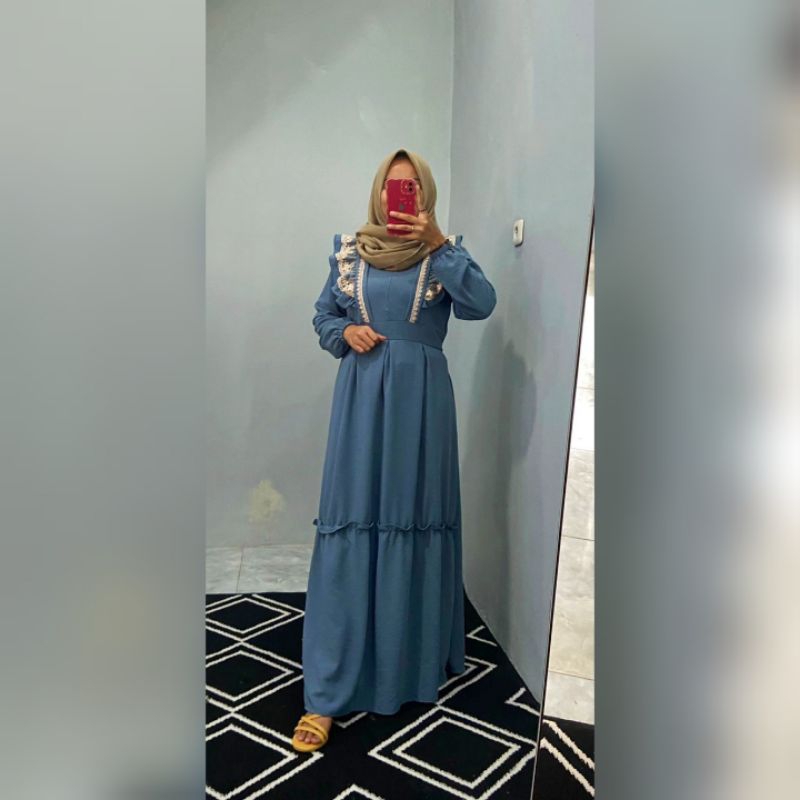 Gamis/dress ayumi crinkle premium free tuspin atau bross cantik