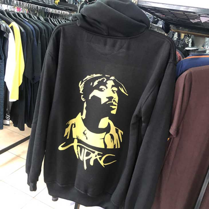 Jaket Hoodie Tupac Rap Hip Hop 2Pac Hoodie Black Casual Unisex Bahan Katun