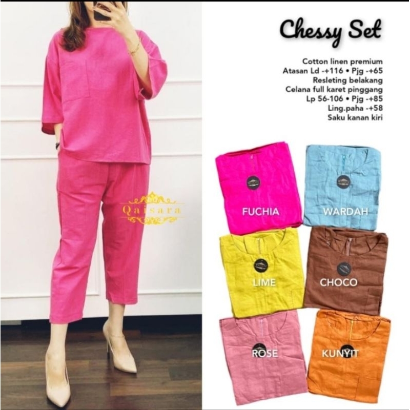 Baju Setelan Wanita Daily One Set Chessy Set Polos Jumbo