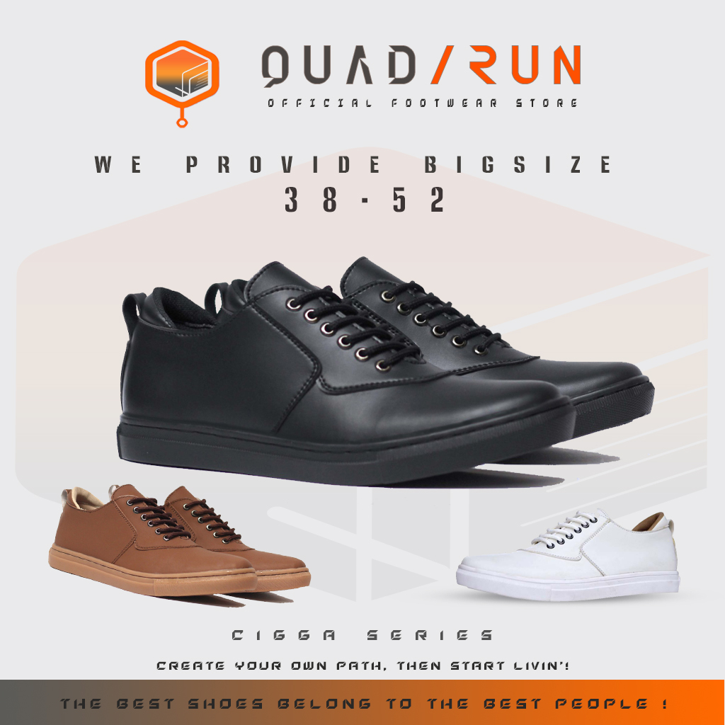 Sepatu Pria Sneakers Putih Hitam Sekolah Kuliah Jumbo Big Size 45 46 47 48 QUADRUN Cigga