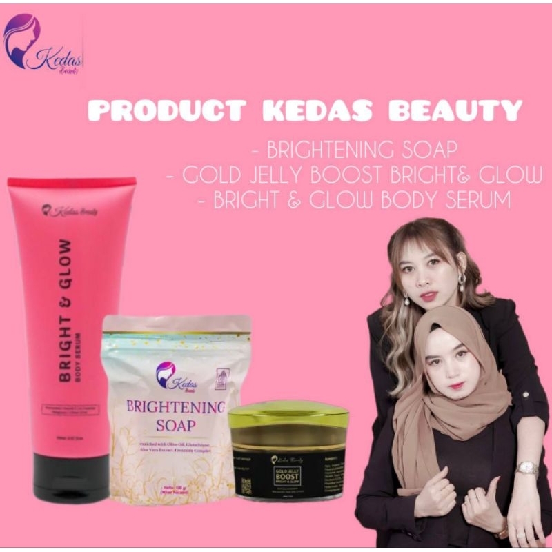 1 Paket Kedas beauty isi sabun gold jelly dan body serum kemasan baru skincare by candra dewi maharani