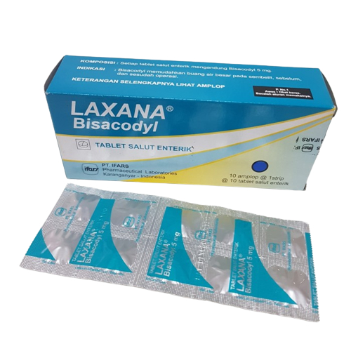 Laxana Box 100's Tablet Ifars - Bisacodyl 5 mg / Obat Sembelit / Obat Pelancar Bab / Obat Konstipasi