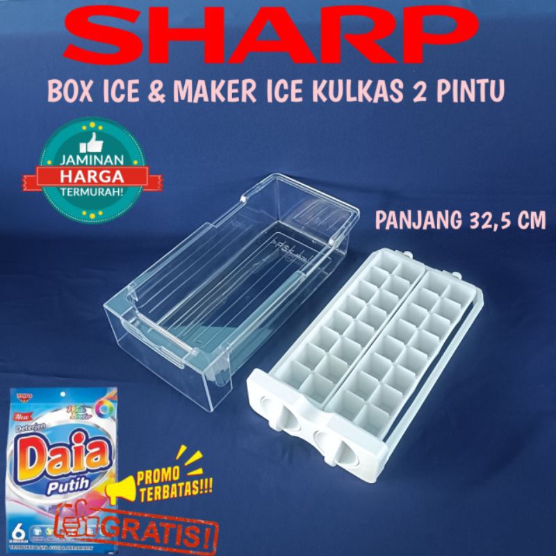 RAK ICE BOX & MAKER ICE KULKAS SHARP 2 PINTU PANJANG BOX NYA 32,5 cm ORIGINAL