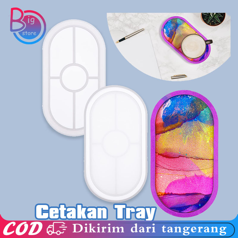 Cetakan Resin Silikon Oval / Cetakan Silicone Resin Tray / Oval Coaster Mold Untuk Kerajinan Resin