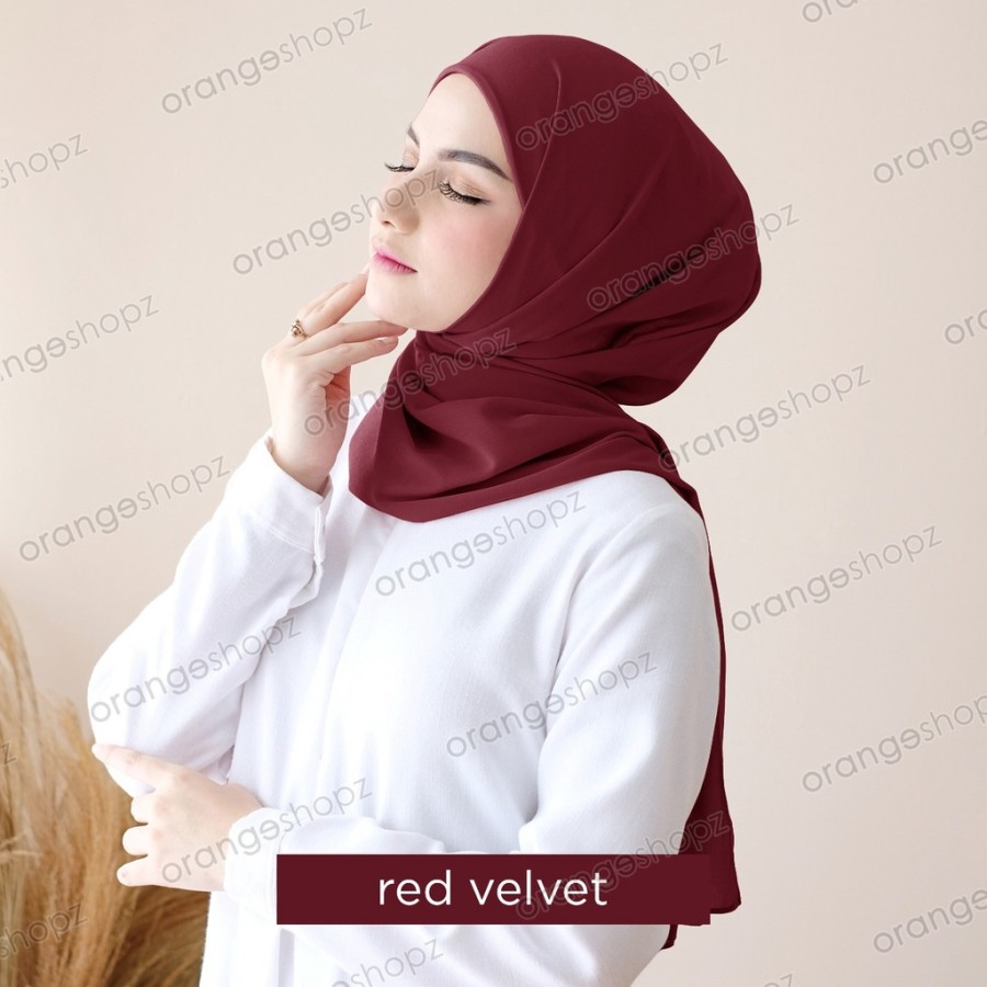 Pashmina Ceruty Baby Doll Polos Premium BERBAGAI PILIHAN WARNA RED VELVET