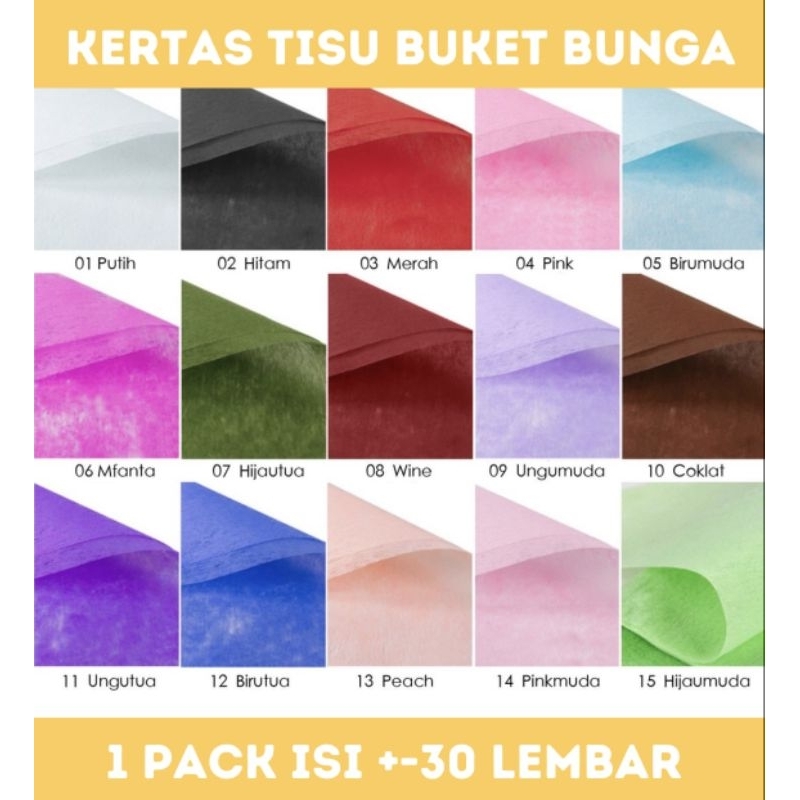 

1 pack 20 Lembar Kertas Tissue buket Kertas buket bunga Cotton paper Kertas tissu
