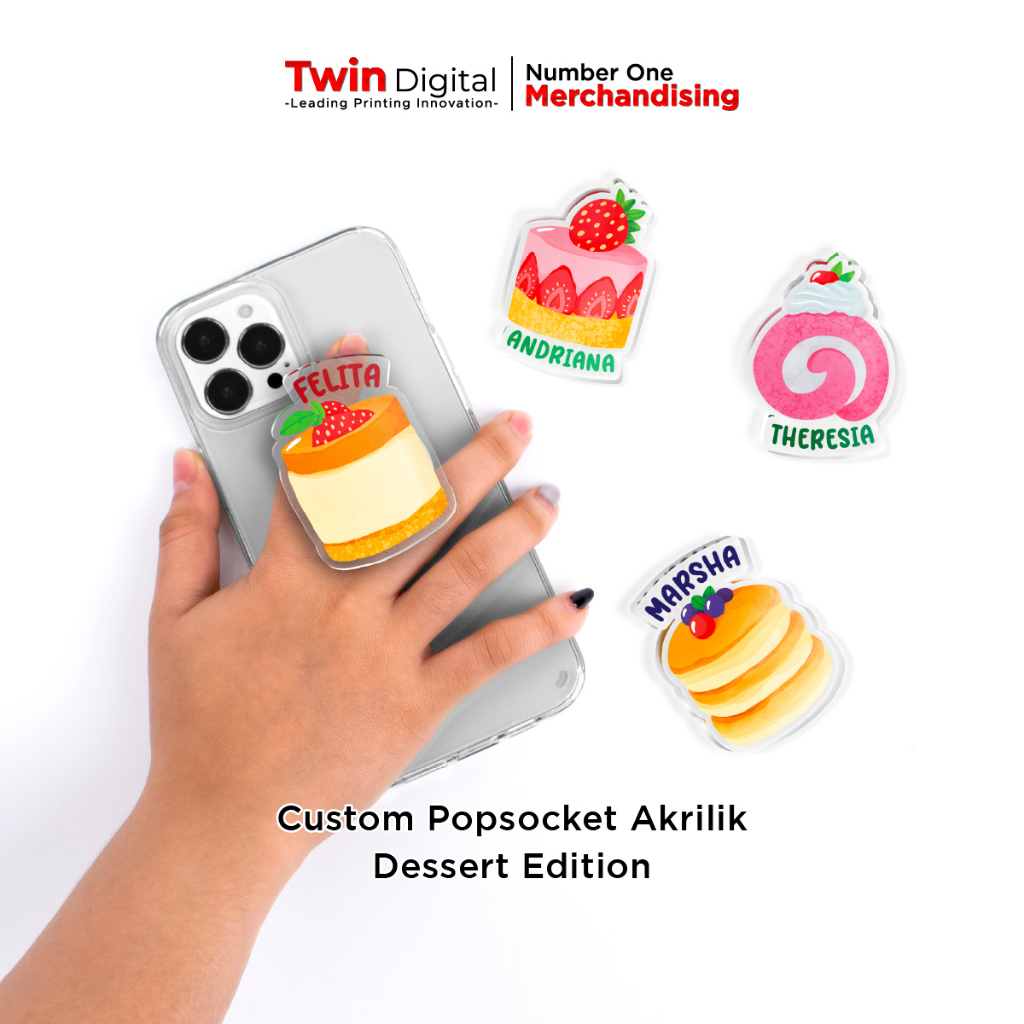 PROMO TWINDIGITAL CUSTOM POPSOCKET AKRILIK DESSERT EDITON POP SOCKET 3D STAND HP - HAND GRIPTOK