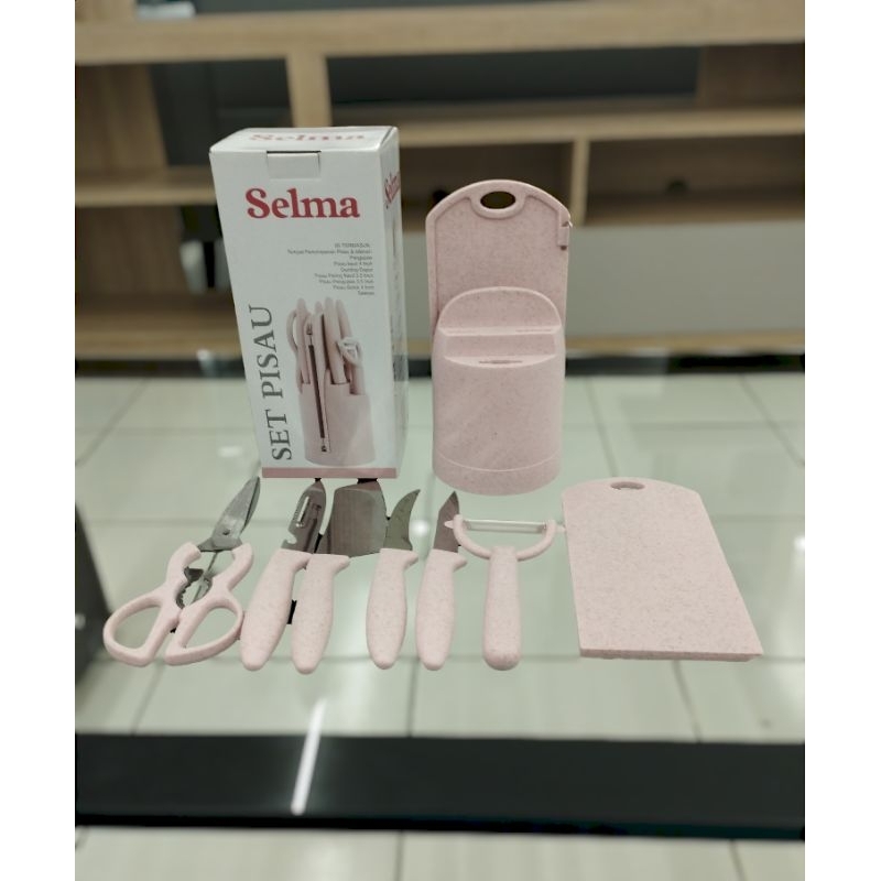 Selma Set 8 Pcs Lina Pisau Dapur - Pink Furniture Informa