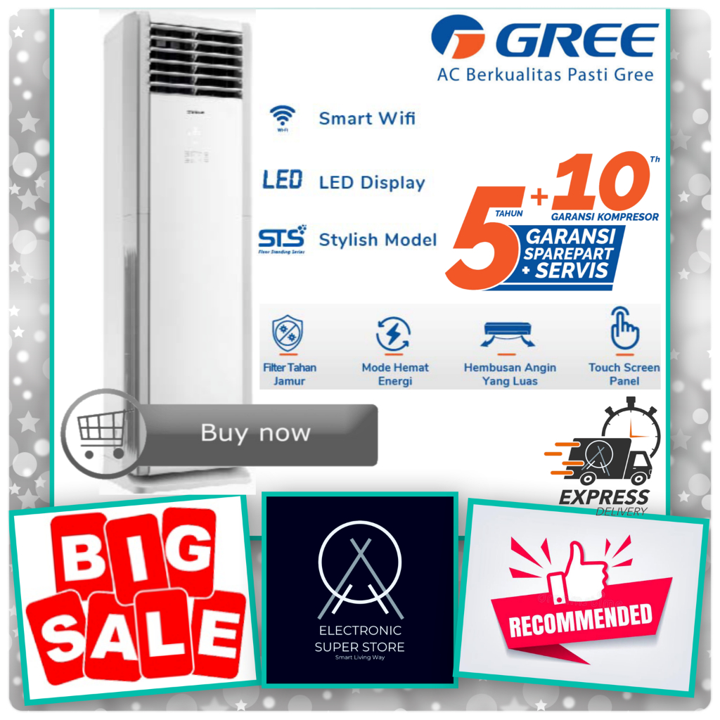 AC FLOOR STANDING GREE 5PK GVC-48STS(S) 48STS SMART WIFI TOUCH SCREEN LED DISPLAY STS SERIES AC FLOO