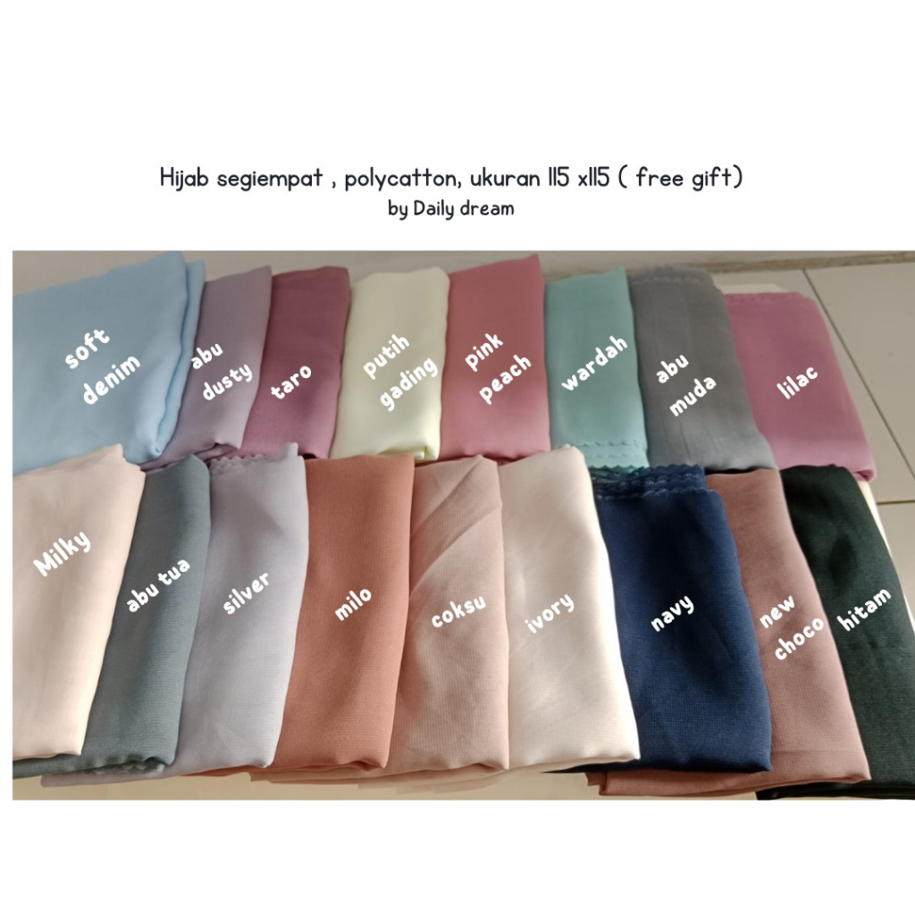 Hijab Segiempat / 115 x 115 cm /Polycatton / Lasercut / Free Gift