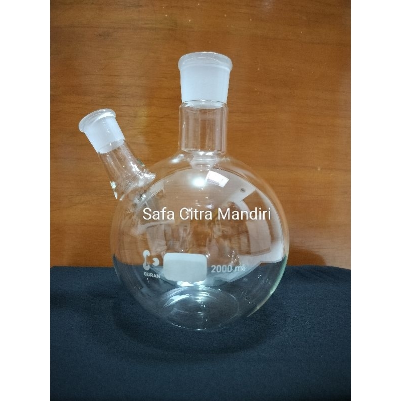 Boiling Flask 2 Neck / Labu Didih 2 Leher 2000ml Duran